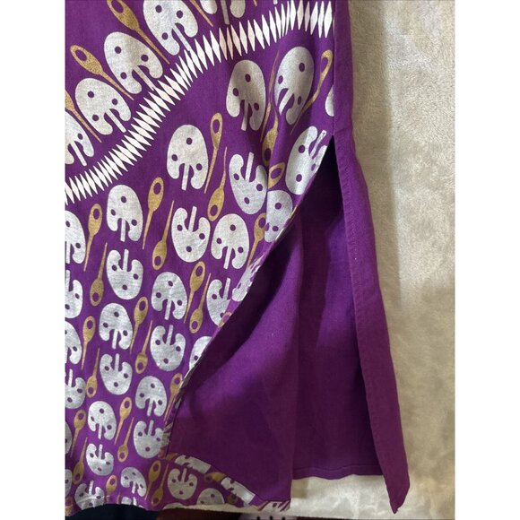 Ashro Women’s XXL Linen Blend Dashiki Tunic Dress Purple Ethnic African Print - Picture 8 of 11